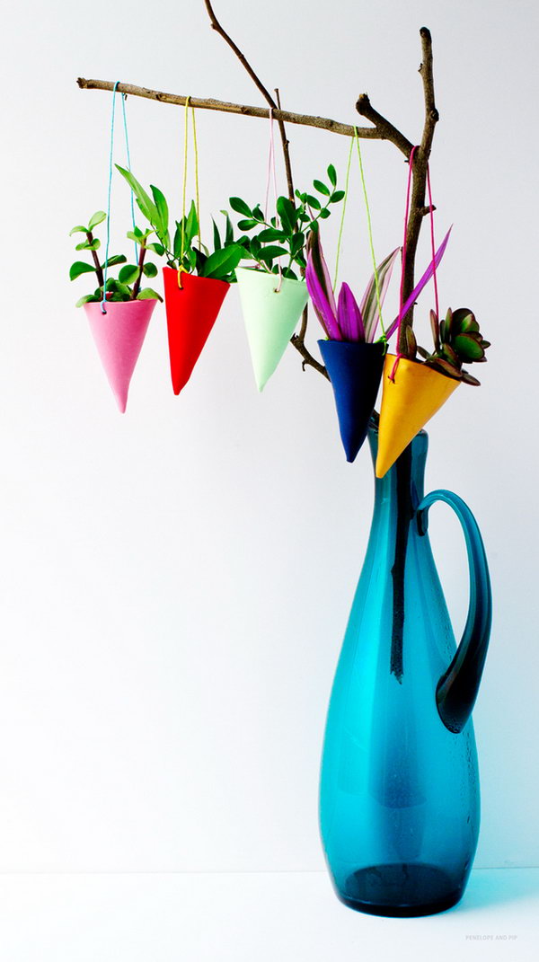 Colorful hanging garden. These container gardening ideas are a great way to brighten up your surroundings instantly. Make your home unique and interesting in a different way.