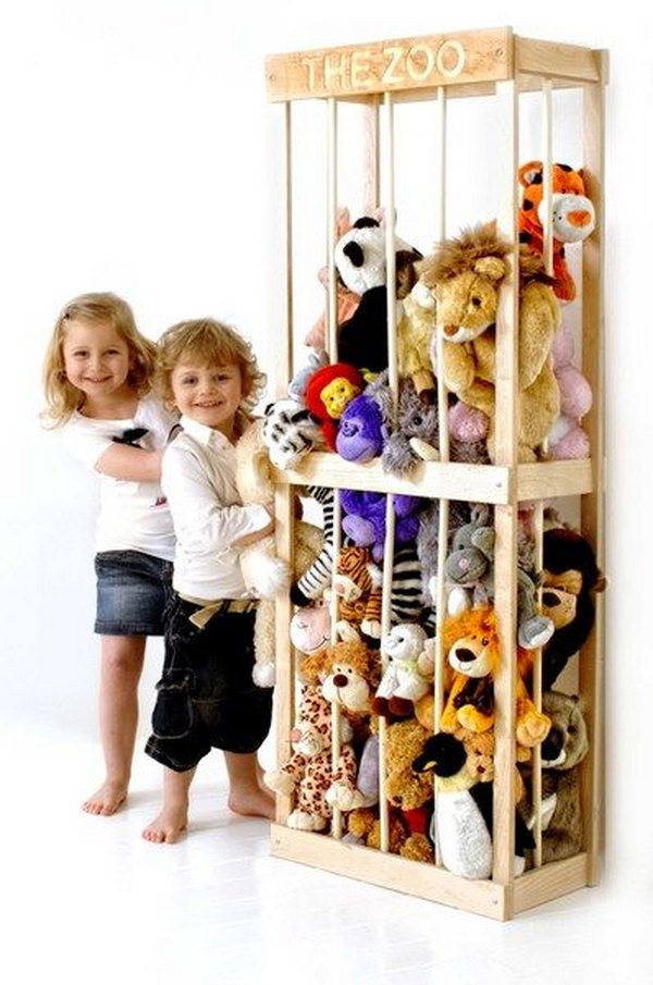 Storage solution for zoo plush toys,