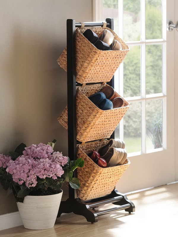 Basket tower for storing shoes,