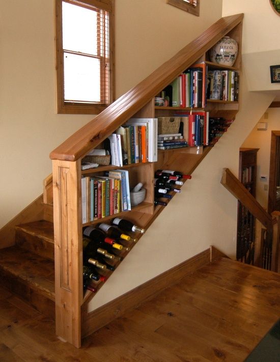 Stair side storage. The space under a staircase can be used to clear everyday clutter.