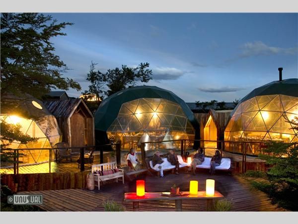 Patagonia Eco-Camp, Chile. Sleep in sympathy with nature. This is Patagonia's first fully sustainable property and the first geodesic hotel in the world.