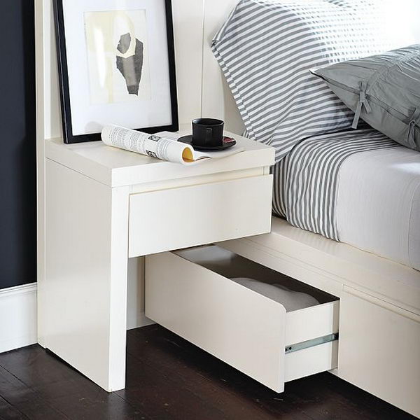 Creative bedside table that makes your bedroom more interesting.