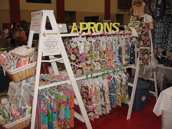 It's fun and easy to display clothes with such painted ladders.