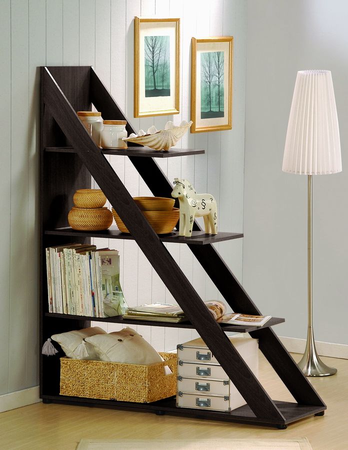 This ladder bookcase can also be used as a room divider.
