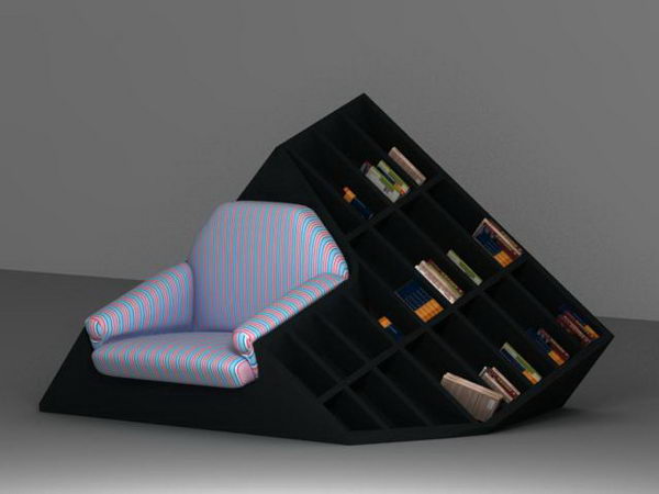 Hybrid of armchair and bookcase,