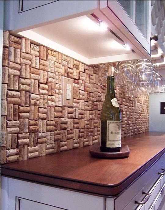 Wine cork backsplash. It gives you a reason to drink more wine.