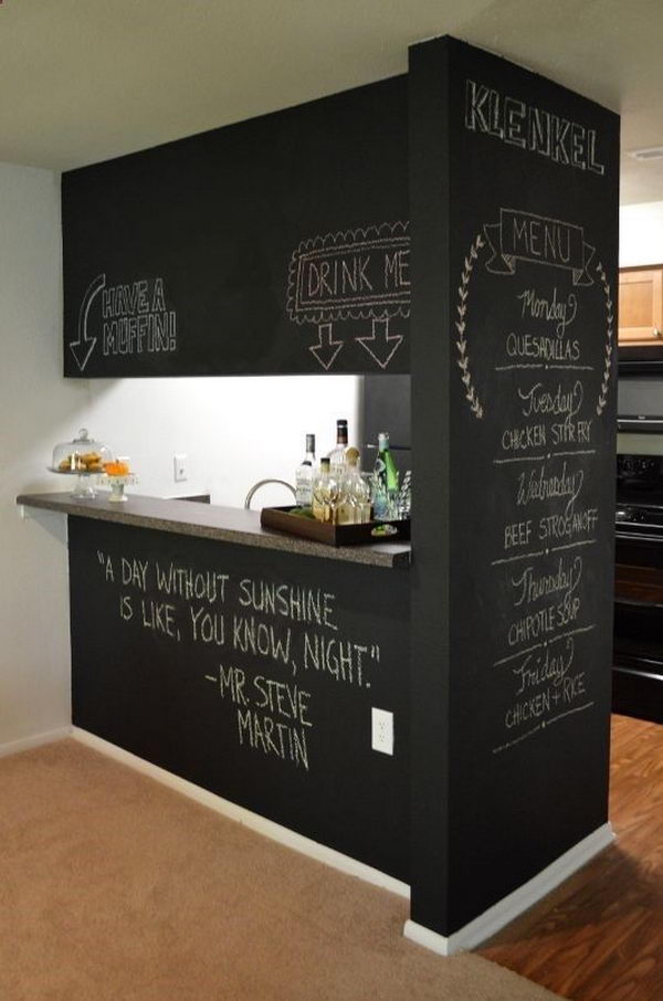 DIY blackboard wall.