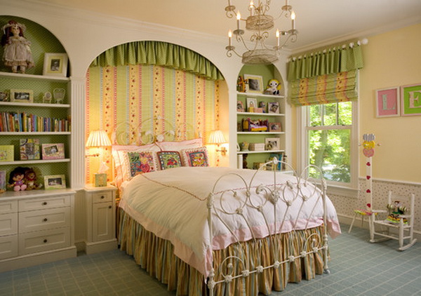 Traditional girls' bedroom with an Italian iron bed