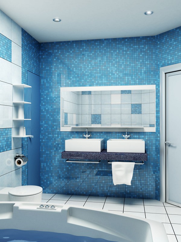 Blue little bathroom design