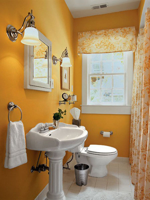 Yellow little bathroom design