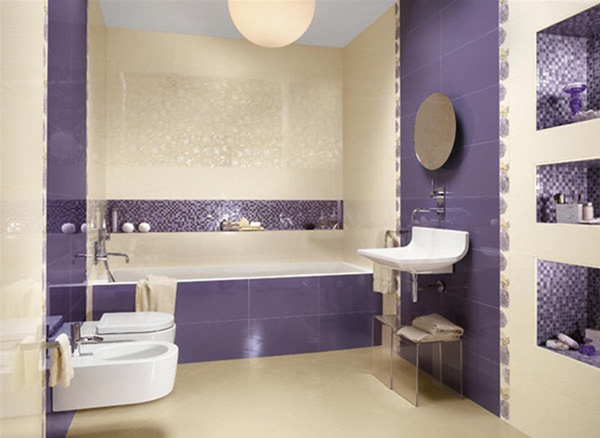 Purple little bathroom design photo