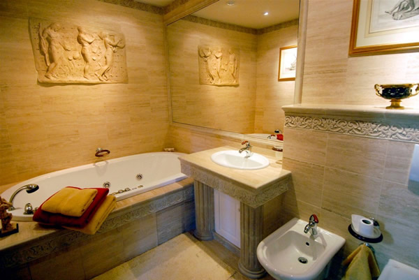 Small bathroom interior decoration with bathtub