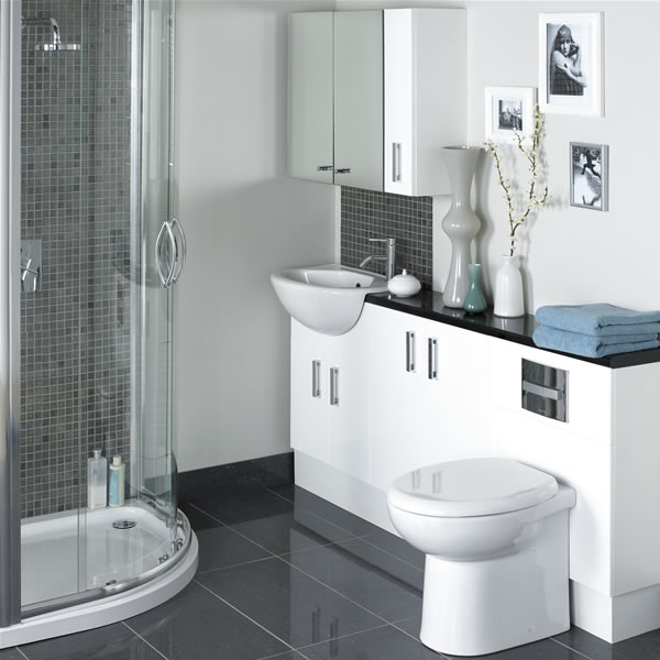 White compact bathroom layout