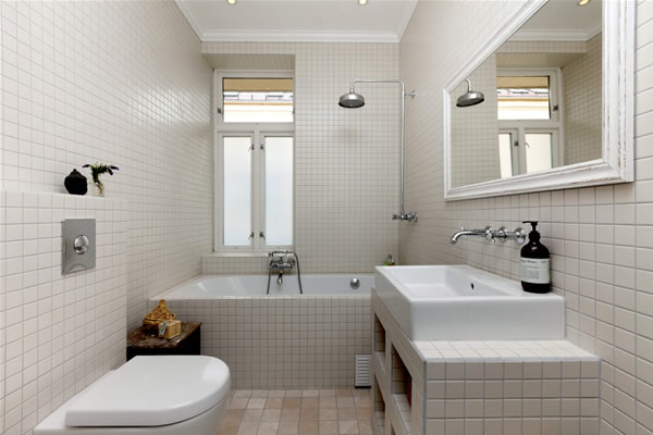 Small white bathroom design layout