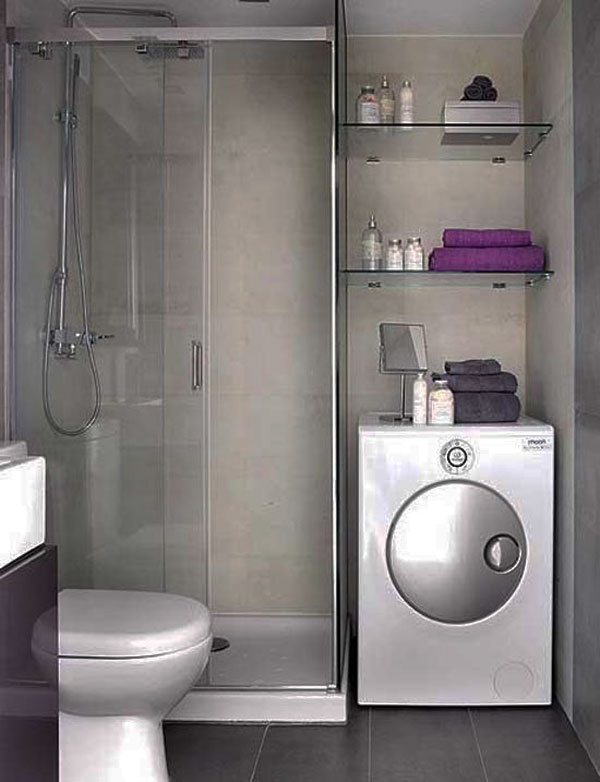 Small bathroom design picture with washing machine