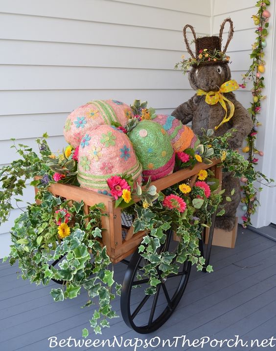 Bunny egg cart decoration. 