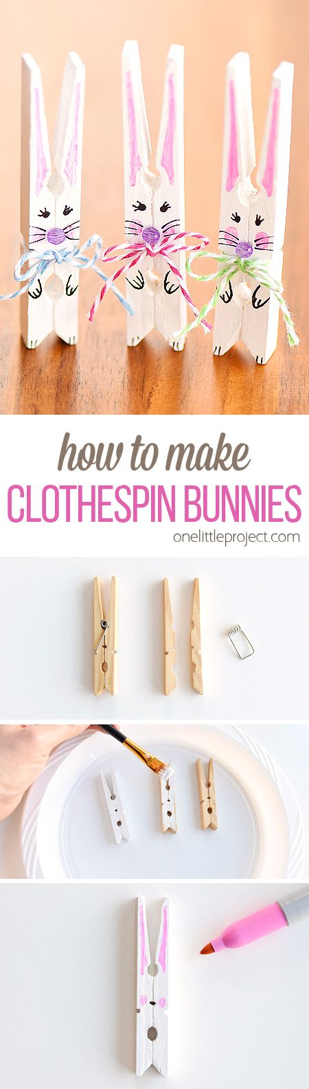 DIY clothespin bunnies. 