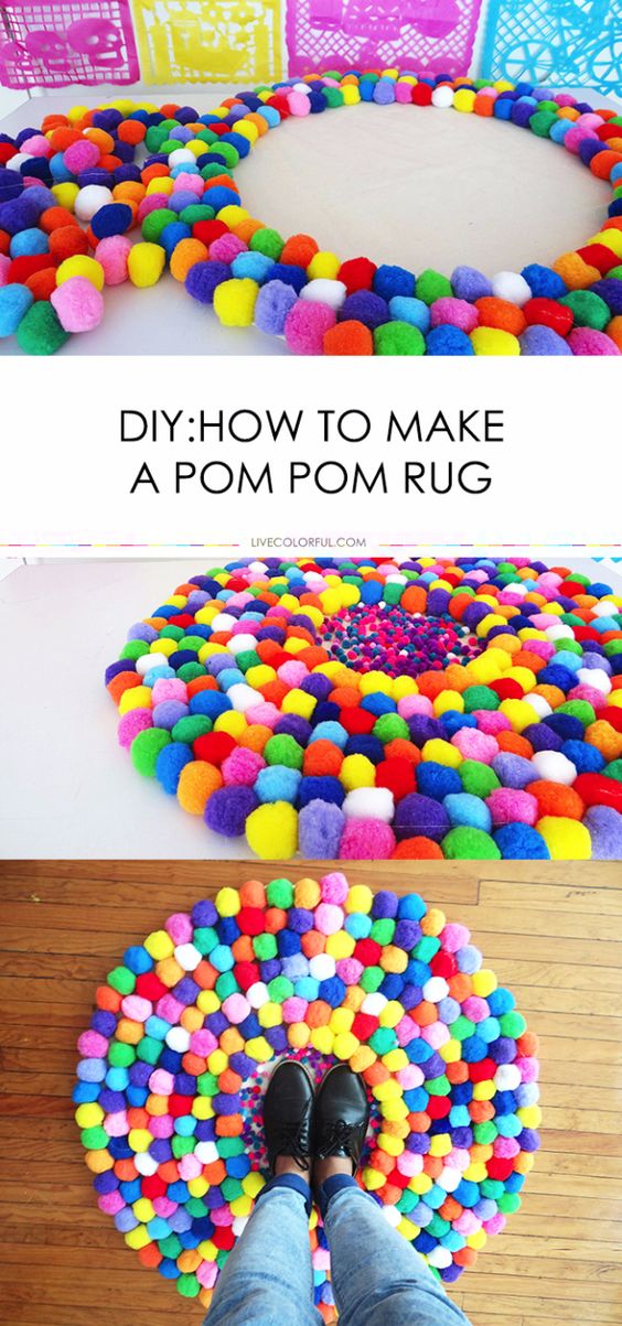 DIY pom pom carpet. 