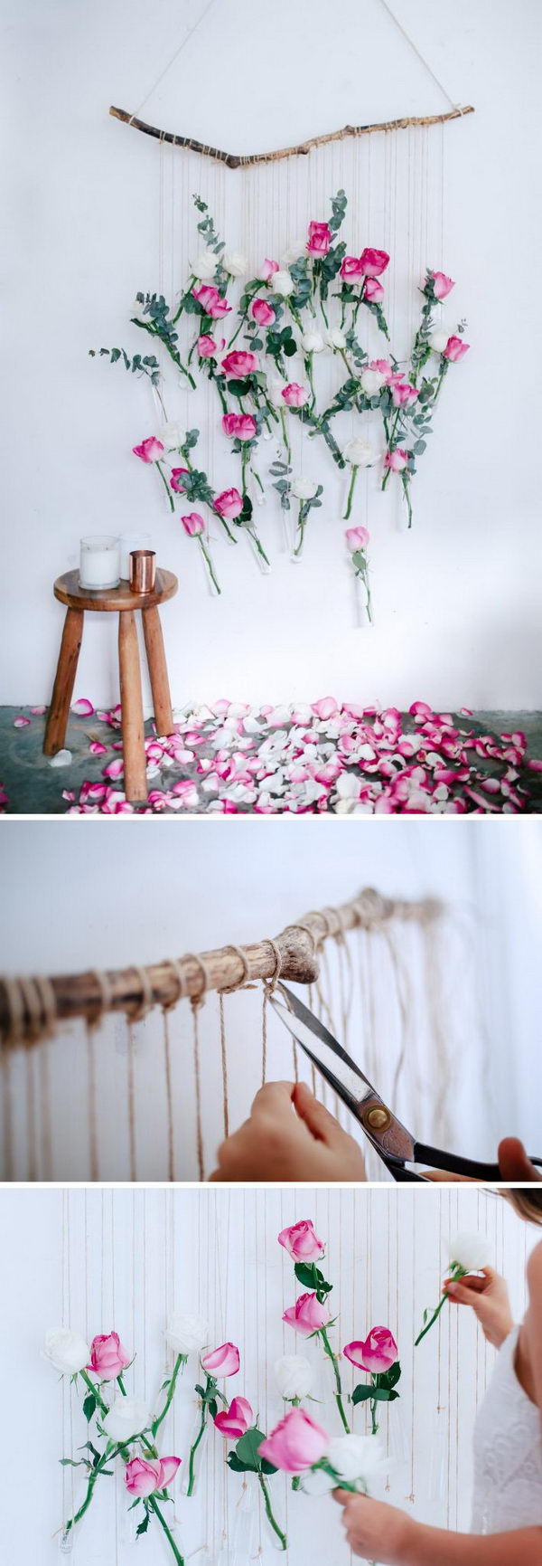 DIY flower vase wall hanging. 