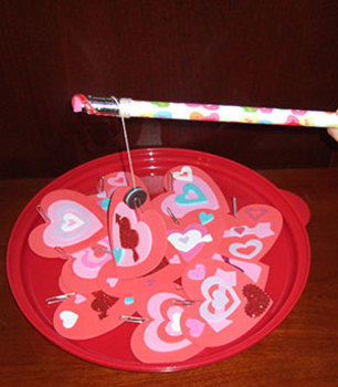 Magnetic heart or love bug fishing game. 