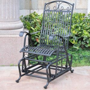 International Caravan 1-person Antique Black Steel Outdoor Glider .