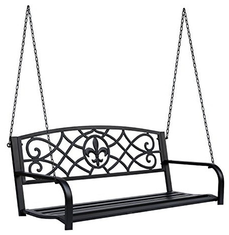 Photo Gallery of 2-Person Black Steel Outdoor Swings (Showing 10 .