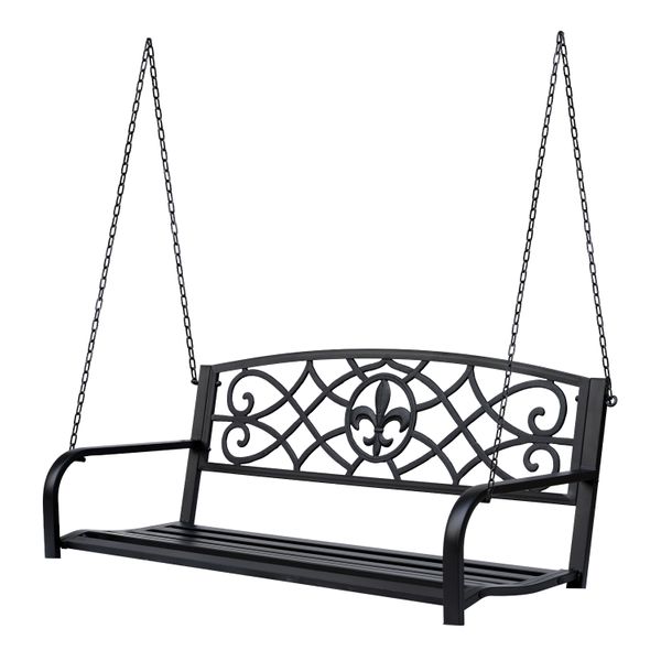 Outsunny Steel Outdoor Porch Swing Chair Hanging 2-person Bench .
