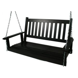 Style Selections 2-person Black Wood Outdoor Swing in the Porch .