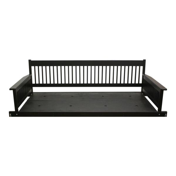 Plantation 2-Person Daybed Wooden Black Porch Patio Swing 856PSBBF .