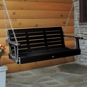 Highwood Weatherly 60 in. 2-Person Black Recycled Plastic Porch .