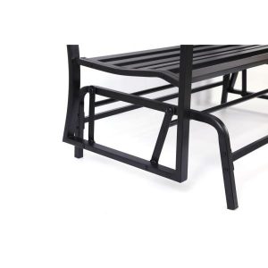 Gardenised 50 in. Black 2-Person Metal Patio Garden Park Yard .