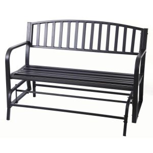 Gardenised 50 in. Black 2-Person Metal Patio Garden Park Yard .