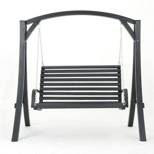 Noble House 2-Person Gray Wood Patio Swing 16488 - The Home Dep