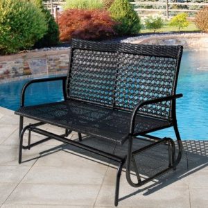 Sundale Outdoor 2 Person Wicker Loveseat Glider Bench Chair Patio .