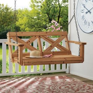 Backyard Discovery Farmhouse 2-Person All Cedar Wood Porch Swing .