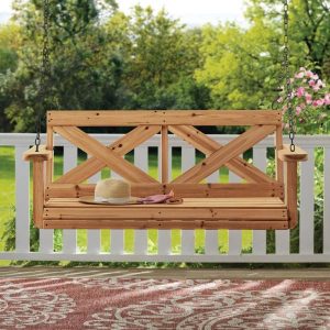 Backyard Discovery Farmhouse 2-Person All Cedar Wood Porch Swing .