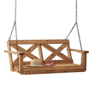 Backyard Discovery Farmhouse 2-Person All Cedar Wood Porch Swing .