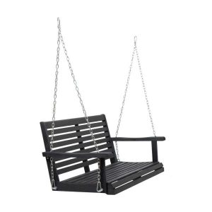 Noble House Tasmania Dark Grey 49.5 in. 2-Person Wood Porch Swing .