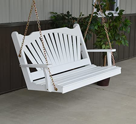 Amazon.com : Aspen Tree Interiors White 4' Wood Porch Swing, 2 .