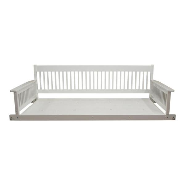 Plantation 2-Person Daybed White Wooden Porch Patio Swing 856PSBWF .
