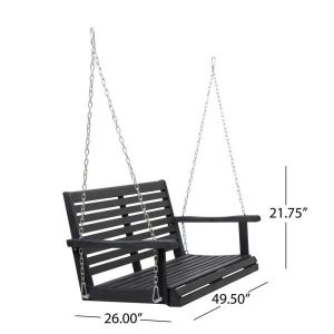 Noble House Tasmania Dark Grey 49.5 in. 2-Person Wood Porch Swing .