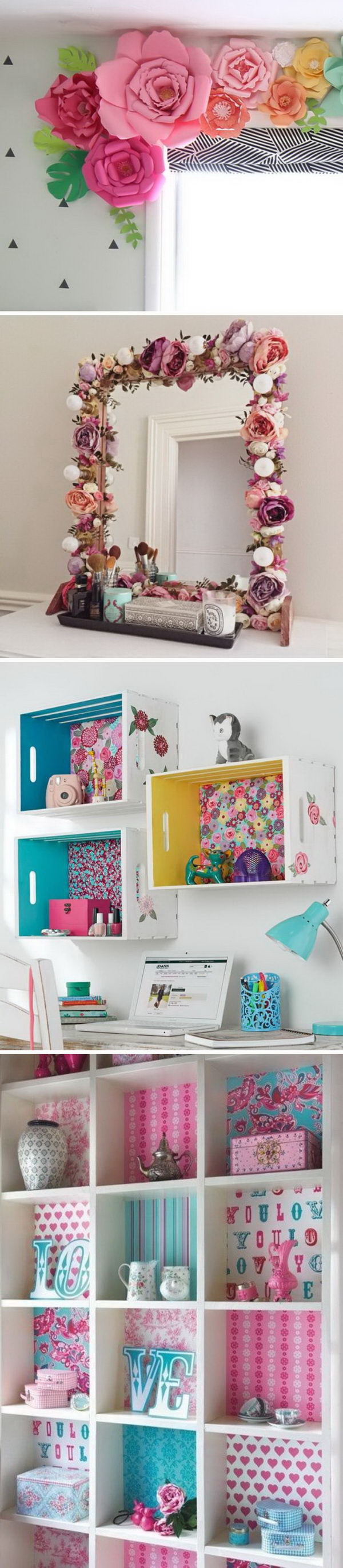Fantastic DIY projects to decorate a girl's bedroom. 