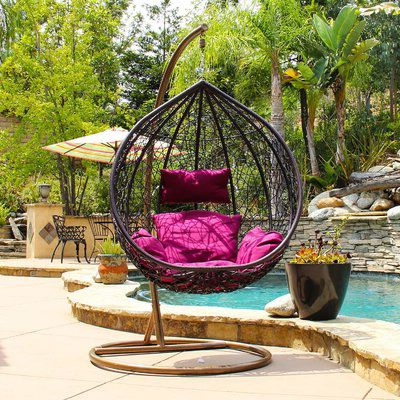 Outdoor Wicker Plastic Tear Porch Swings With Stand
