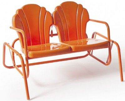 Outdoor Retro Metal Double Glider Benches