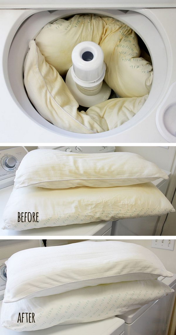 How to wash yellowed pillows and make them white. 