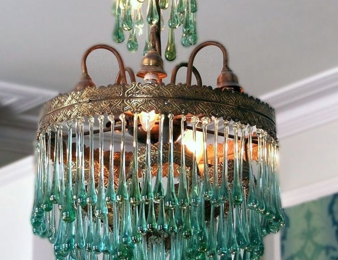 Turquoise Gem Chandelier Lamps