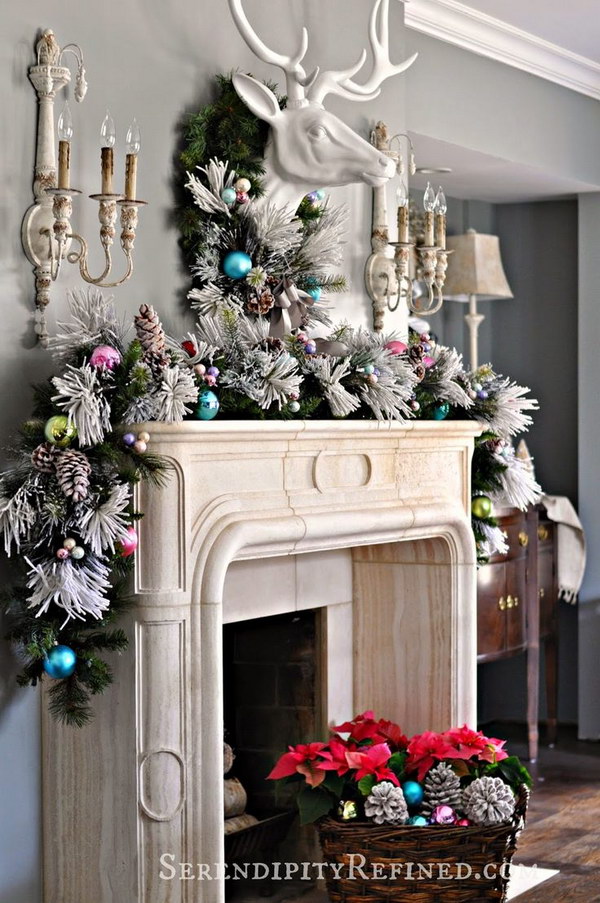 Elegant Christmas coat decoration with a thick, full garland 