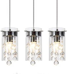 Wtape 3-Light Glass & Crystal Chandelier Pendant Light, Decorative .