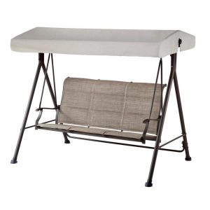 Hampton Bay Riverbrook Espresso Brown Steel 3-Person Outdoor Patio .