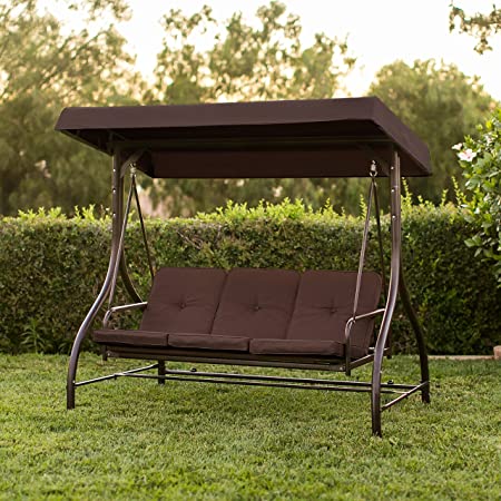 Amazon.com : Best Convertible Patio Swing Chair for 3 Person with .